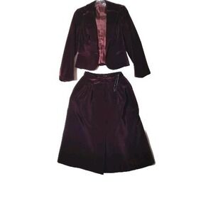 Sir For Her 2 Piece Velvet  Skirt Suit‎ Set Vintage 1970s Size 7 - Imperfect